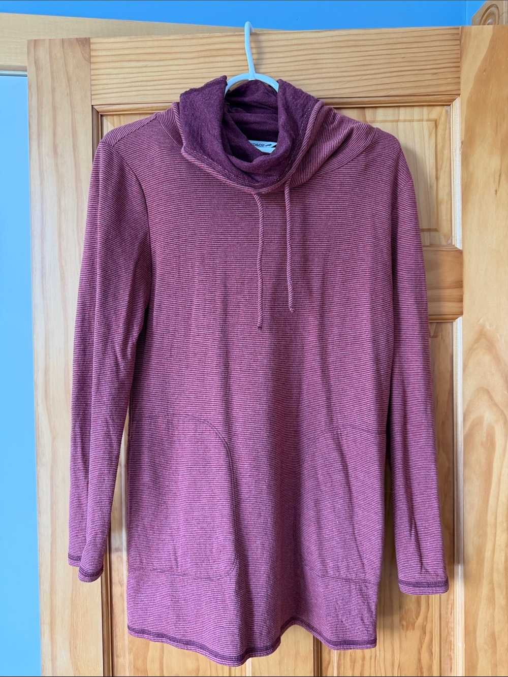 Cowl Neck Long Sleeve Sweater Tunic - Dusty Rose